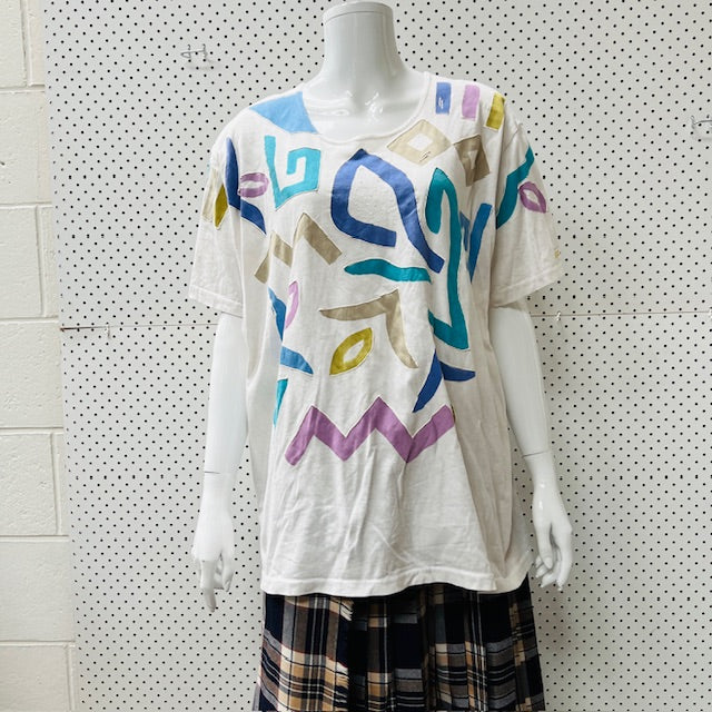 1990s aussie vintage / VORSA / handpainted tee / L (3895653191308259406)