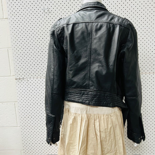 BLACK / leather biker jacket / 10 (3895653241737423480)
