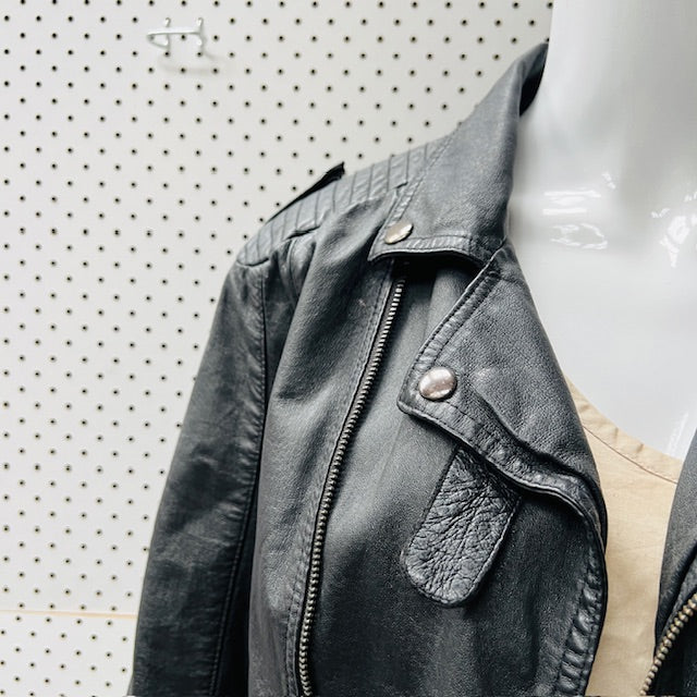 BLACK / leather biker jacket / 10 (3895653243447225175)