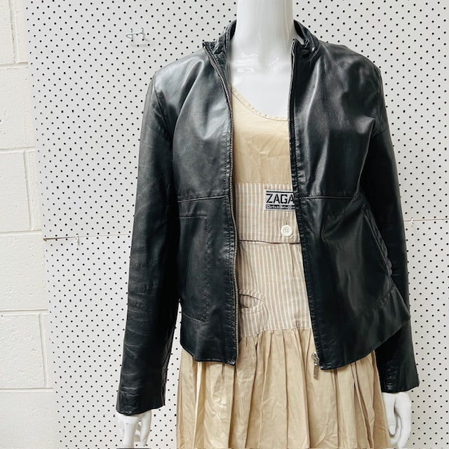 MAX / black leather jacket / 10 (3895653252153386180)
