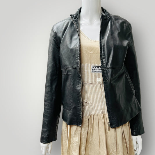 MAX / black leather jacket / 10 (3895653471873652343)