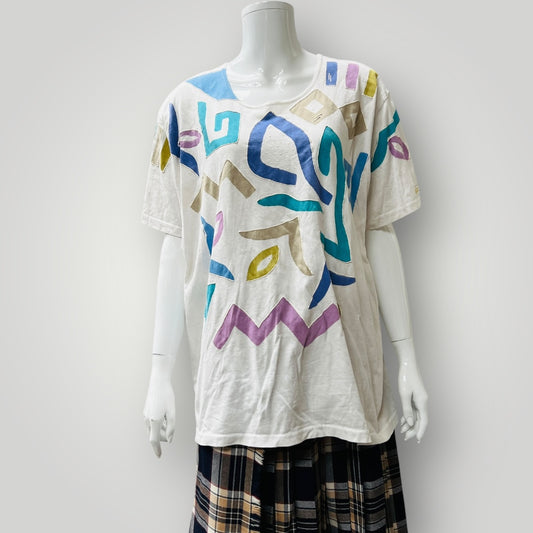 1990s aussie vintage / VORSA / handpainted tee / L (3895653500032046413)