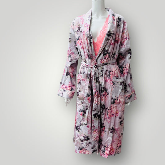 WYSTERIA LANE / floral satin robe / L (3896001981082454338)