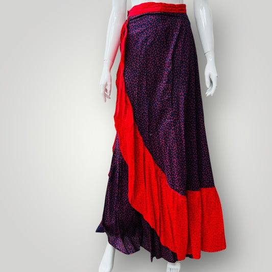 1970s nz vintage / HULLABALOO / frilled cotton skirt / s (3896076102018281669)