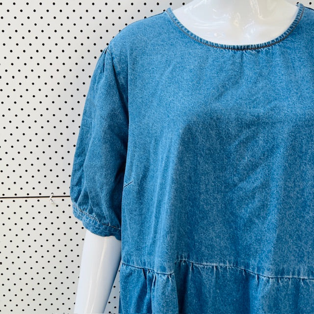 tiered denim dress / m / next? (3896160677759748276)