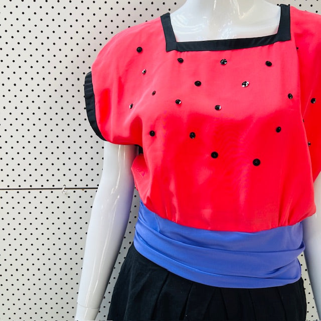1980s vintage / LIMITED EDITION anthea crawford / watermelon party dress / s (3896160708922160928)