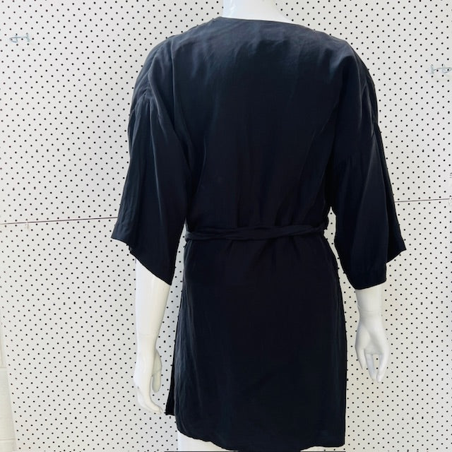 SIR / silk kimono style wrap dress / s/m (3896160741919054776)