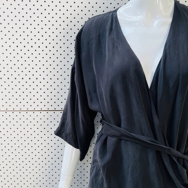 SIR / silk kimono style wrap dress / s/m (3896160745051859117)