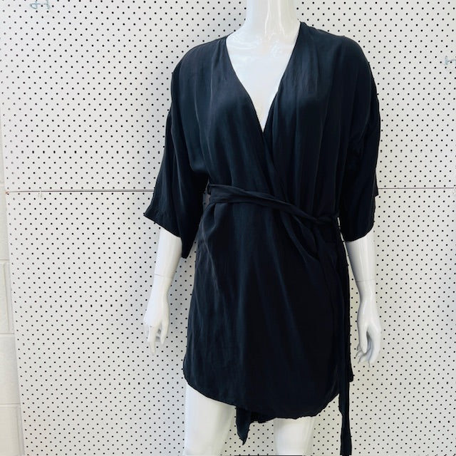 SIR / silk kimono style wrap dress / s/m (3896160746583576875)