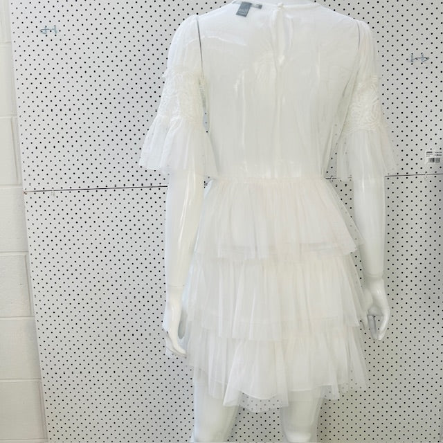 FOREVER 21 / sheer tulle dress in white / s (3896160756849096679)
