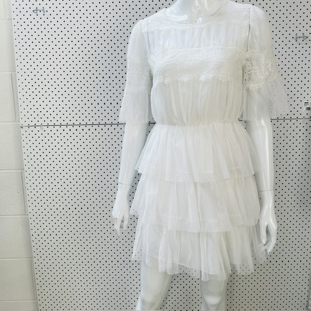 FOREVER 21 / sheer tulle dress in white / s (3896160760146822889)