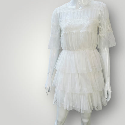 FOREVER 21 / sheer tulle dress in white / s (3896160936251316832)