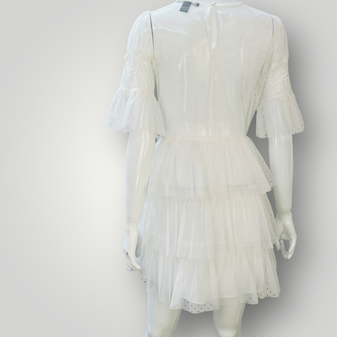 FOREVER 21 / sheer tulle dress in white / s (3896160937790532885)