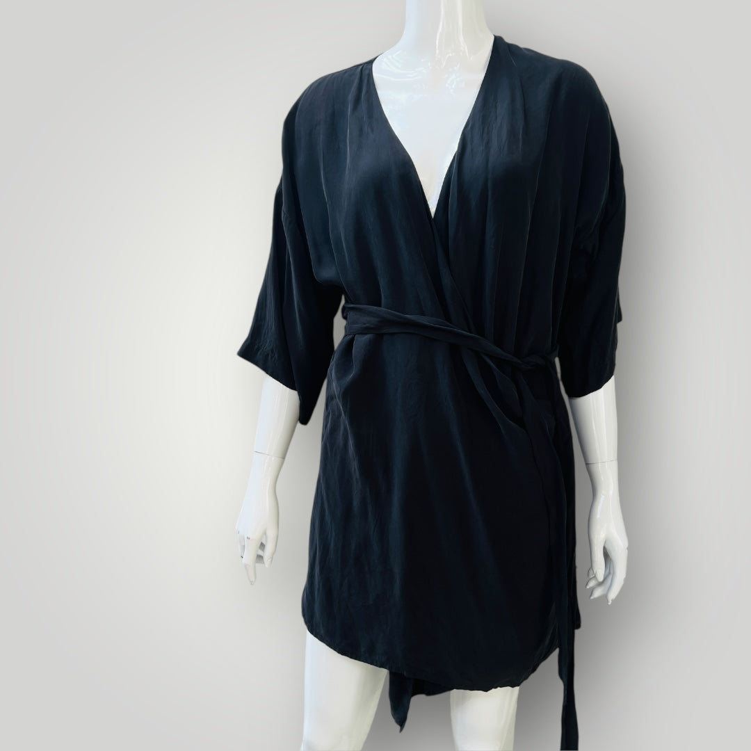 SIR / silk kimono style wrap dress / s/m (3896160943321282533)