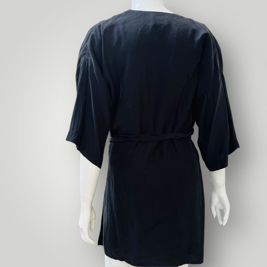 SIR / silk kimono style wrap dress / s/m (3896160945147437070)