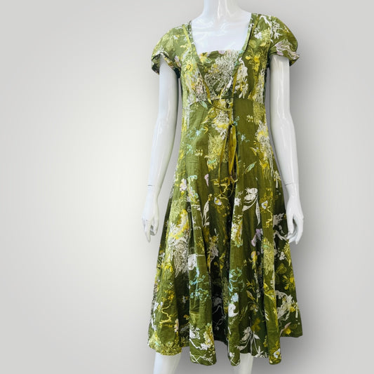 1990s nz vintage / TRELISE COOPER / green floral dress / s (3896160946724195936)