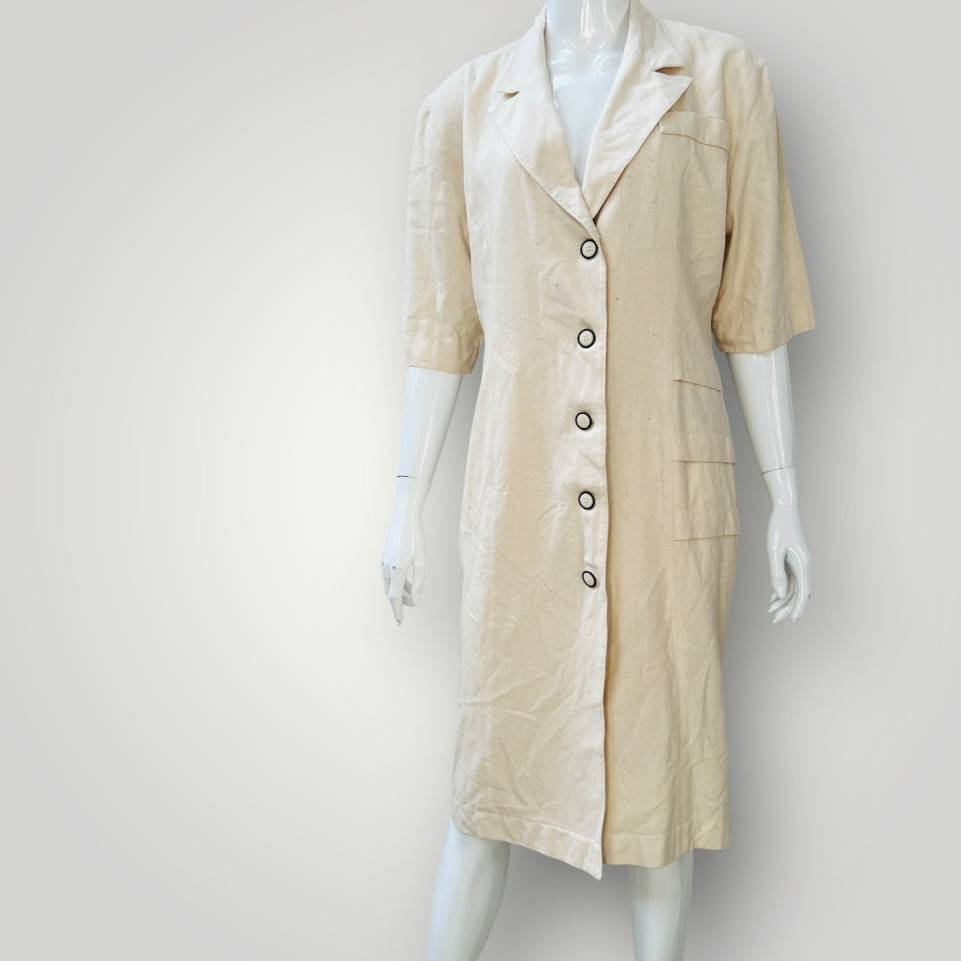 1990s nz vintage / CHARADE / pure silk utility dress / 10 / made in nz (3896160950063338946)