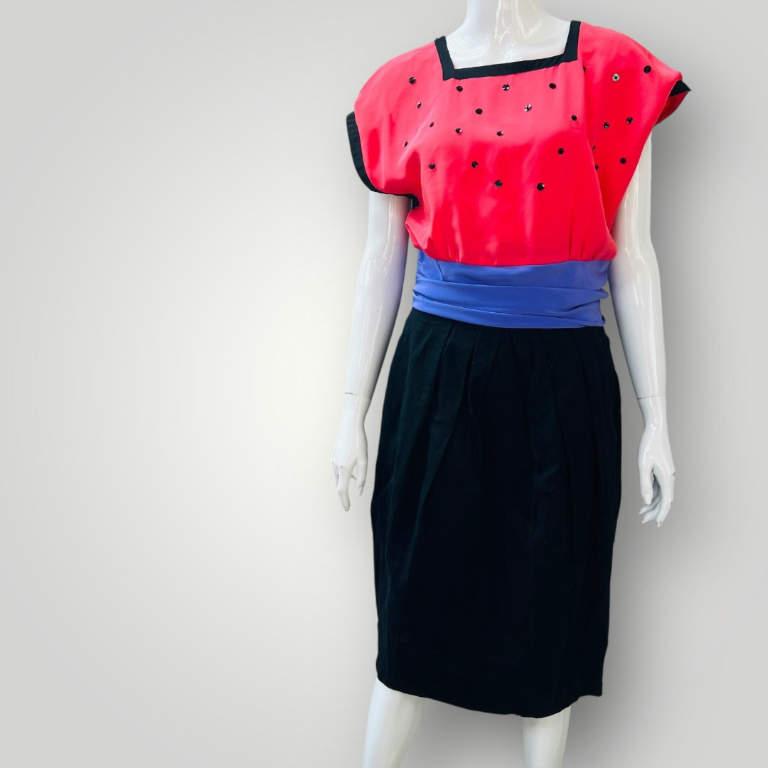 1980s vintage / LIMITED EDITION anthea crawford / watermelon party dress / s (3896160956007767096)