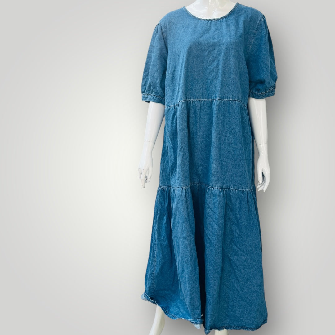 tiered denim dress / m / next? (3896160968674067163)