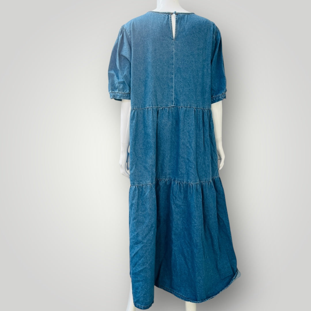 tiered denim dress / m / next? (3896160970260443579)