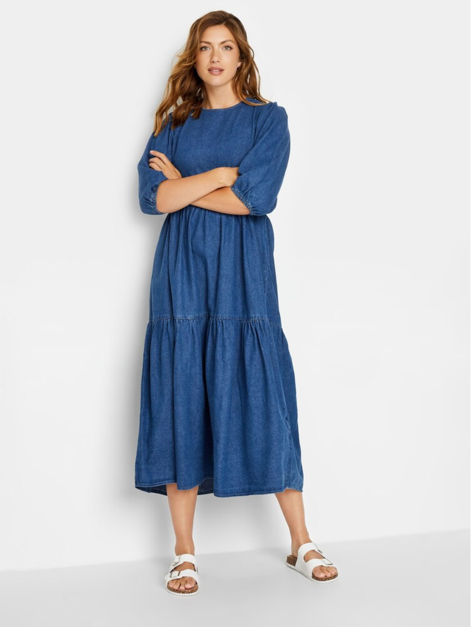 tiered denim dress / m / next? (3896244350847121871)