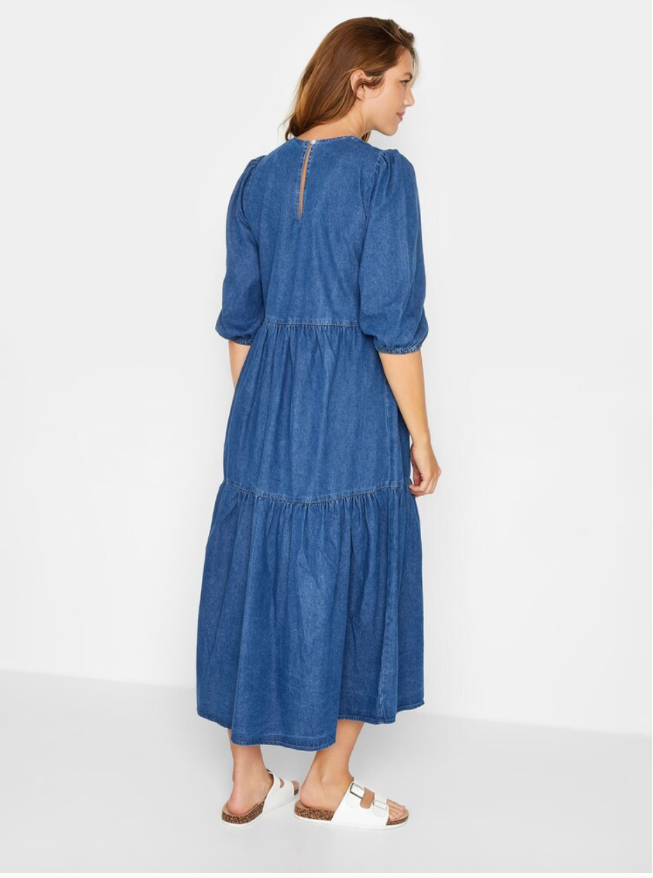 tiered denim dress / m / next? (3896244355605272272)