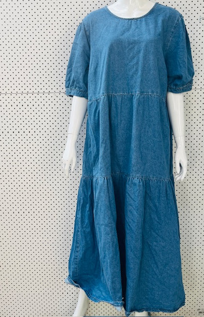 tiered denim dress / m / next? (3896244567022360047)