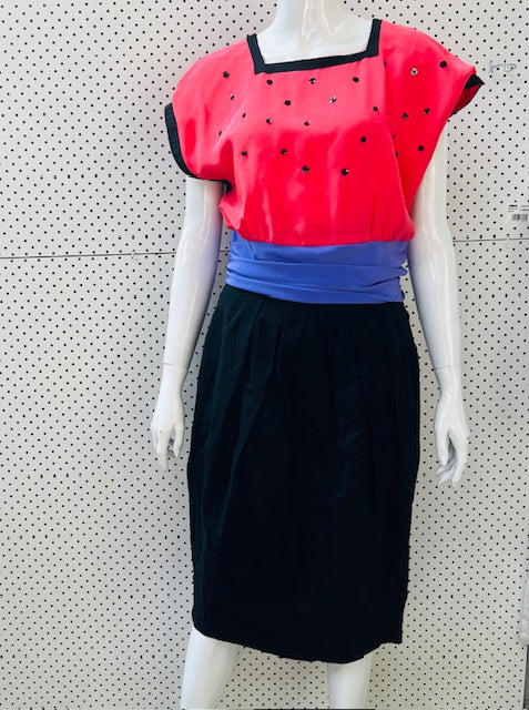 1980s vintage / LIMITED EDITION anthea crawford / watermelon party dress / s (3896245996234839273)