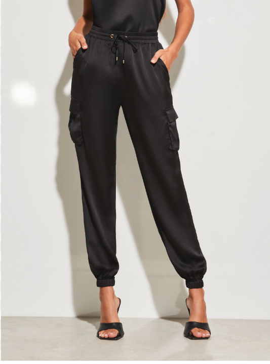 MAX / black satin cargo joggers / 12 (3896519767328497420)