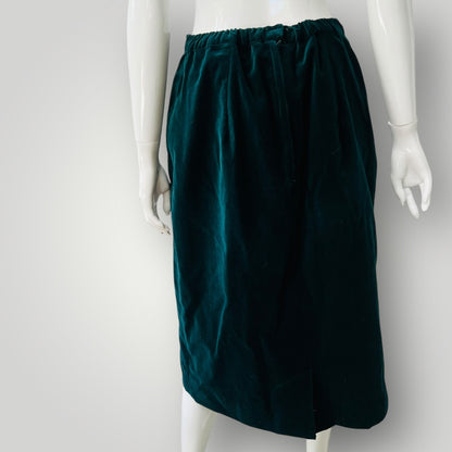 1990s nz vintage / green velvet pencil skirt / s (3896606025875184532)