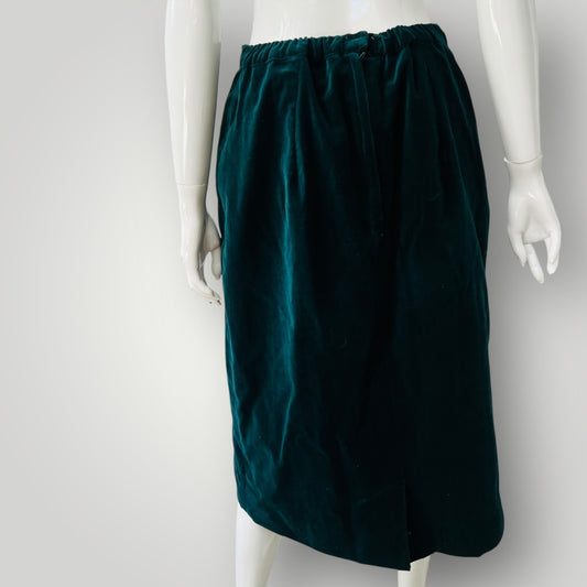 1990s nz vintage / green velvet pencil skirt / s (3896606025875184532)
