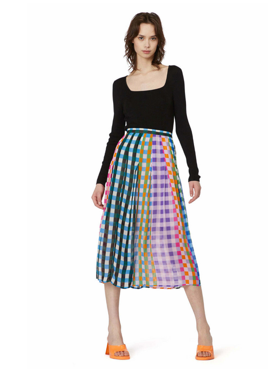 GORMAN / cross check pleated skirt / 10 (3896611580468662052)