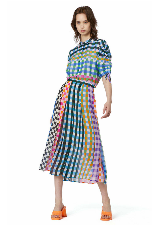 GORMAN / cross check pleated skirt / 10 (3896611584914870972)