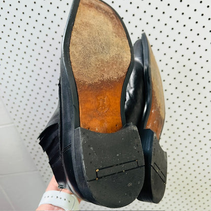 AQUILA / square toed leather pull on ankle boots / 41 (3897132985466679842)