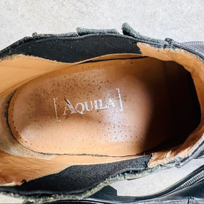 AQUILA / square toed leather pull on ankle boots / 41 (3897132988761731143)