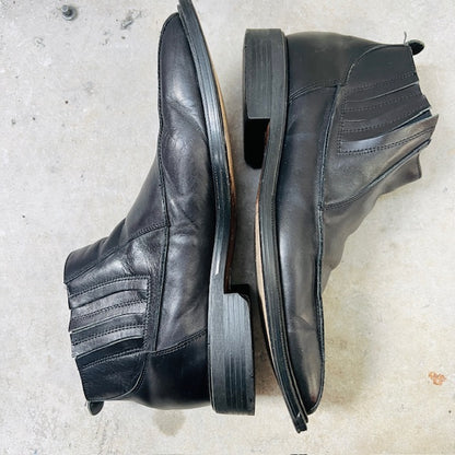 AQUILA / square toed leather pull on ankle boots / 41 (3897132992010141622)