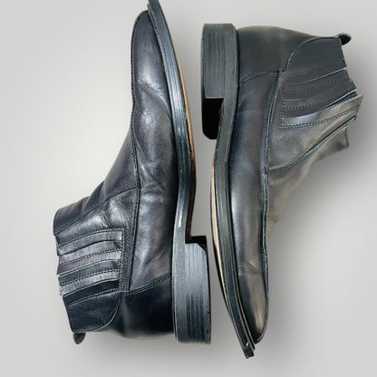 AQUILA / square toed leather pull on ankle boots / 41 (3897133333800742939)