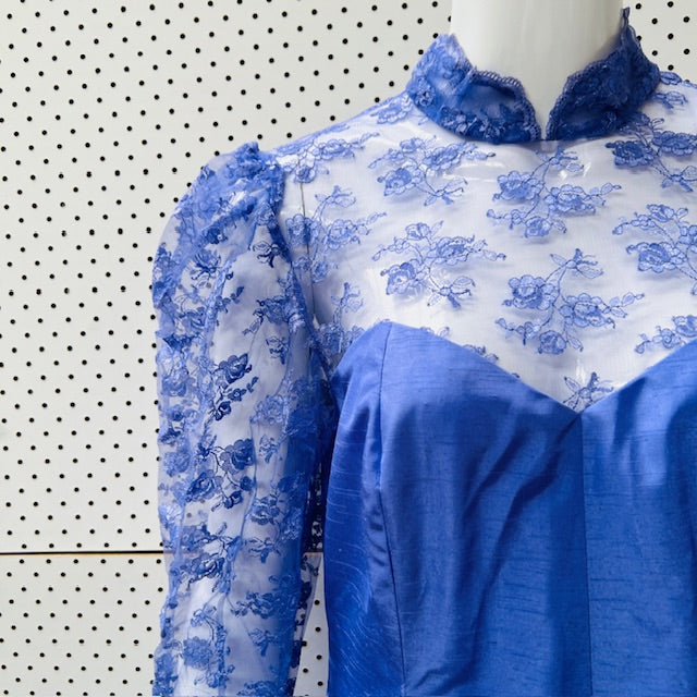 1980s nz vintage / purple silky ball dress / s (3897210624309076437)