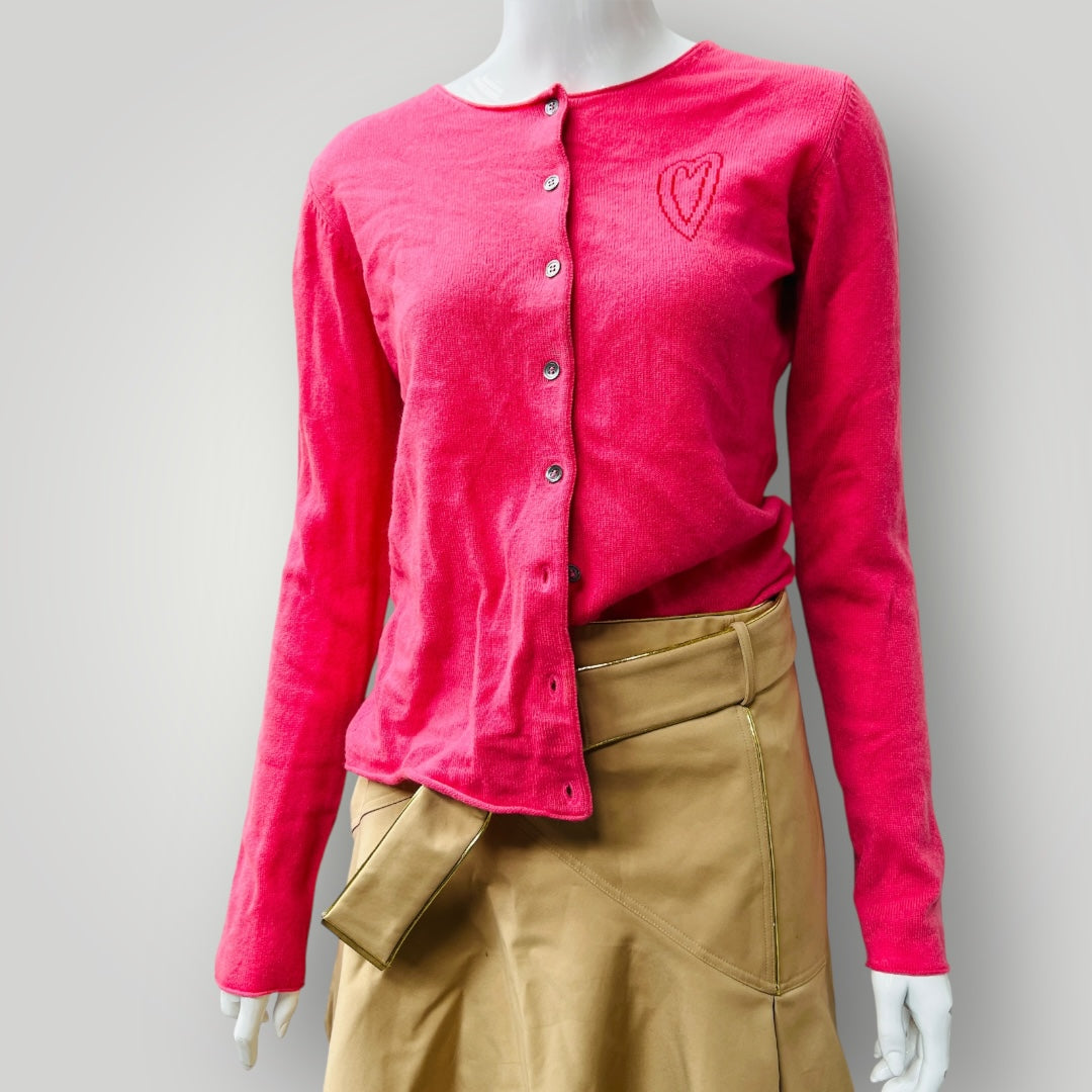 SOPHIE BOXER / bright pink cashmere cardigan / s (3897210892531554626)