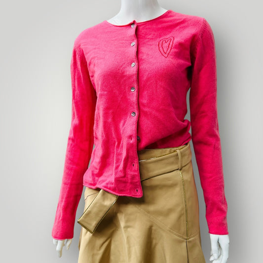 SOPHIE BOXER / bright pink cashmere cardigan / s (3897210892531554626)