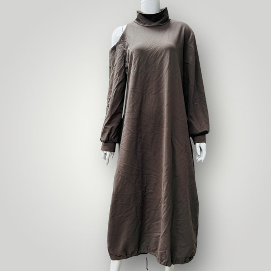 REPERTOIRE / khaki maxi dress / 14 / made in nz (3897210919583423324)