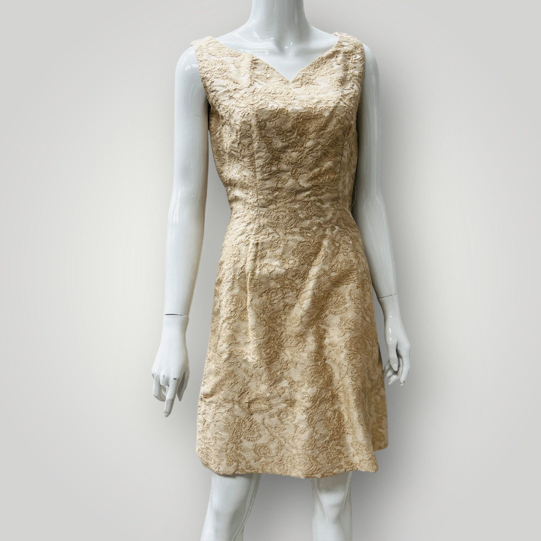 1960s vintage / WINTON / gold brocade dress / s (3897210926988591891)