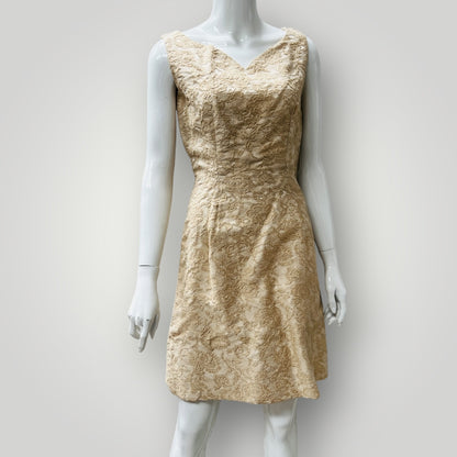 1960s vintage / WINTON / gold brocade dress / s (3897210926988591891)