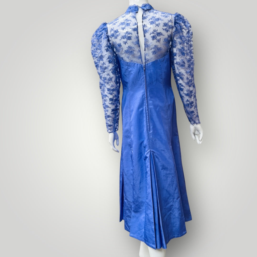 1980s nz vintage / purple silky ball dress / s (3897210942817801991)