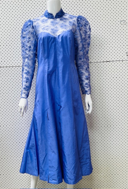 1980s nz vintage / purple silky ball dress / s (3897211324601823260)