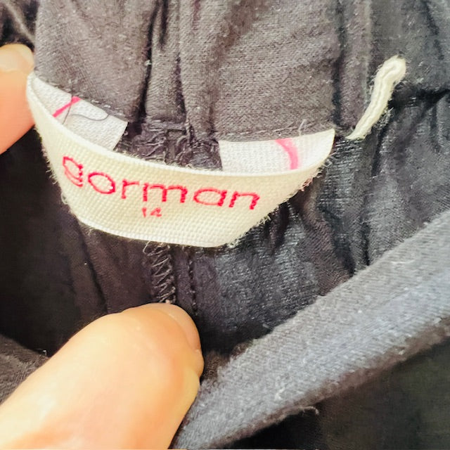 GORMAN / black culottes with broderie anglaise to bottom / 14 (3897373290421338177)