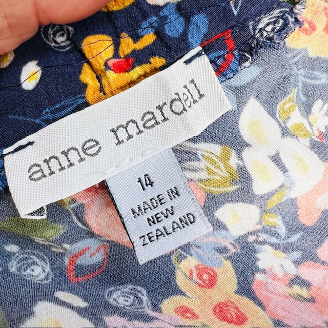 ANNE MARDELL / floral skirt / 14 / made in nz (3897373297280221252)