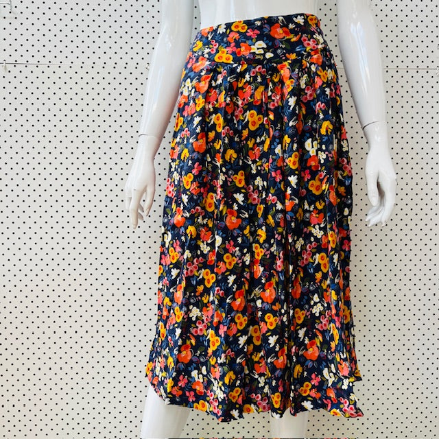 ANNE MARDELL / floral skirt / 14 / made in nz (3897373301779865043)