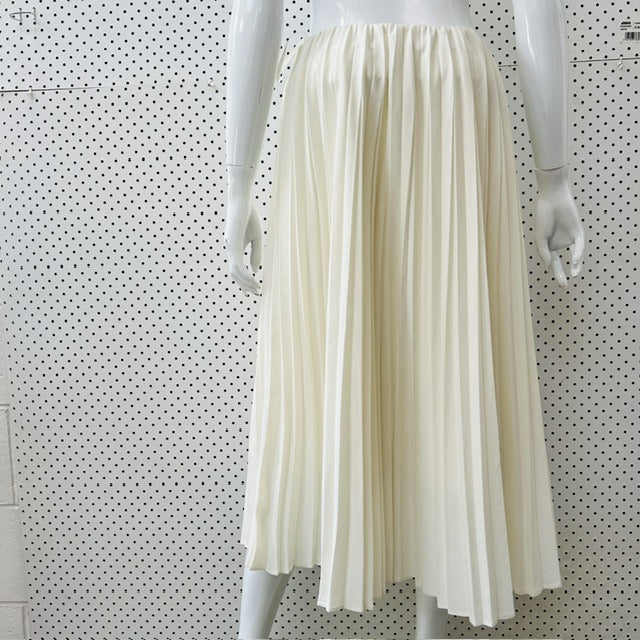 UNIQLO / white pleated skirt / L (3897373409861332137)