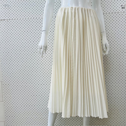 UNIQLO / white pleated skirt / L (3897373411998322428)